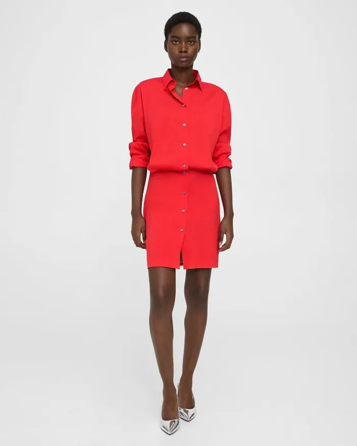 Women Theory Dresses Fitted Shirt Dress In Good Cotton Grenadine