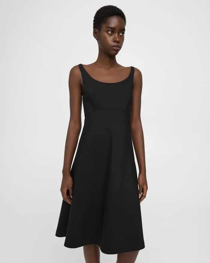 Women Theory Dresses Portrait Neck Dress In Textured Gabardine Black