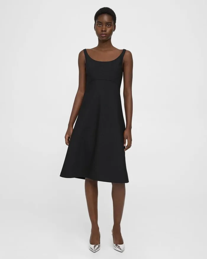 Women Theory Dresses Portrait Neck Dress In Textured Gabardine Black