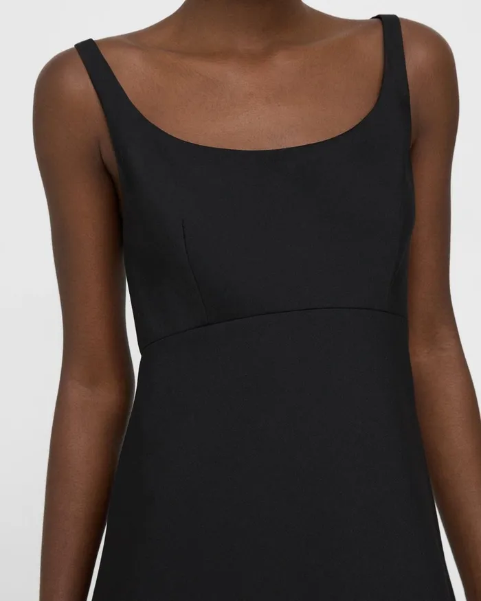 Women Theory Dresses Portrait Neck Dress In Textured Gabardine Black