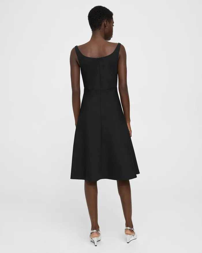 Women Theory Dresses Portrait Neck Dress In Textured Gabardine Black