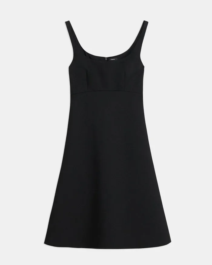 Women Theory Dresses Portrait Neck Dress In Textured Gabardine Black