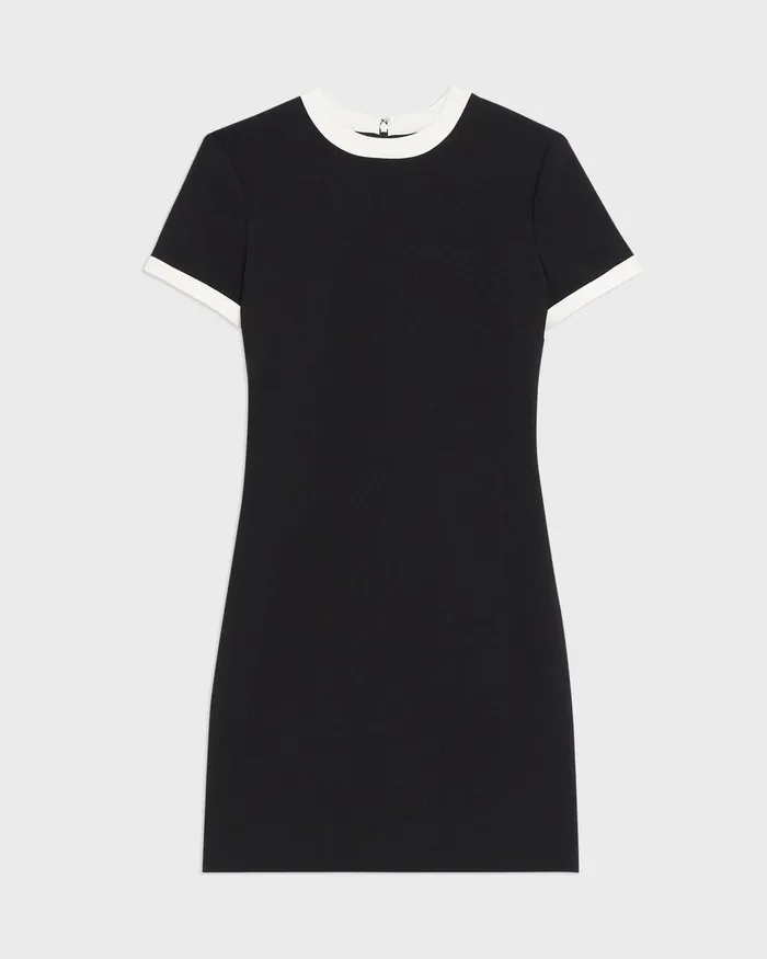Women Theory Dresses ShortSleeve Dress In Crepe Blackivory