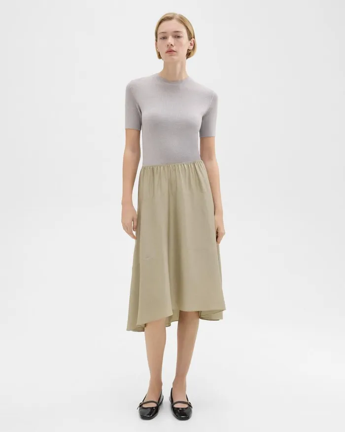 Women Theory Dresses WoolViscose Combo Dress Warm Silverlight Fossil