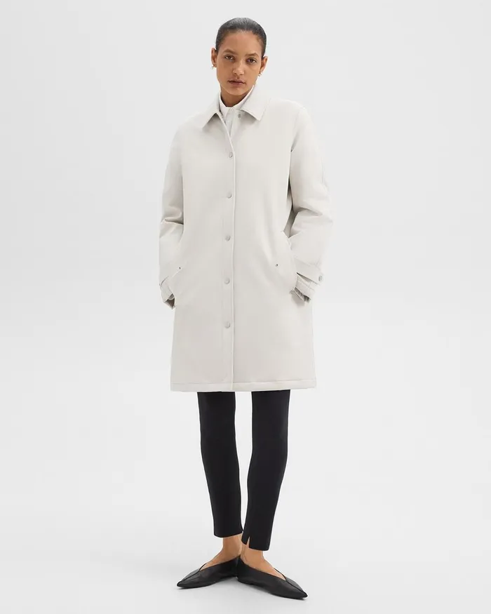 Women Theory Outerwear Car Coat In CottonBlend Sand