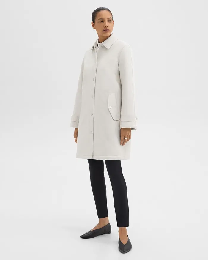 Women Theory Outerwear Car Coat In CottonBlend Sand