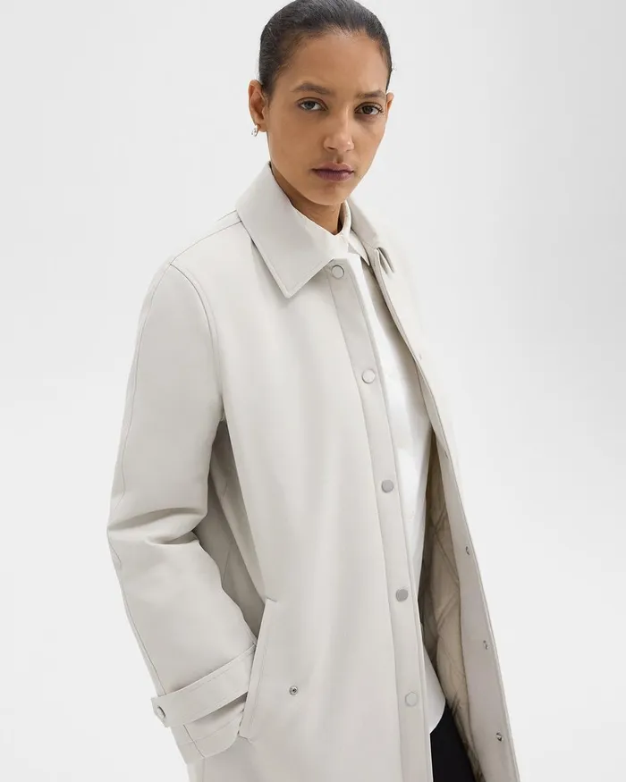 Women Theory Outerwear Car Coat In CottonBlend Sand