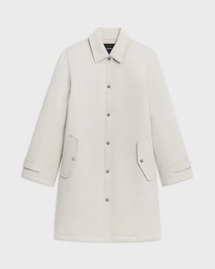Women Theory Outerwear Car Coat In CottonBlend Sand