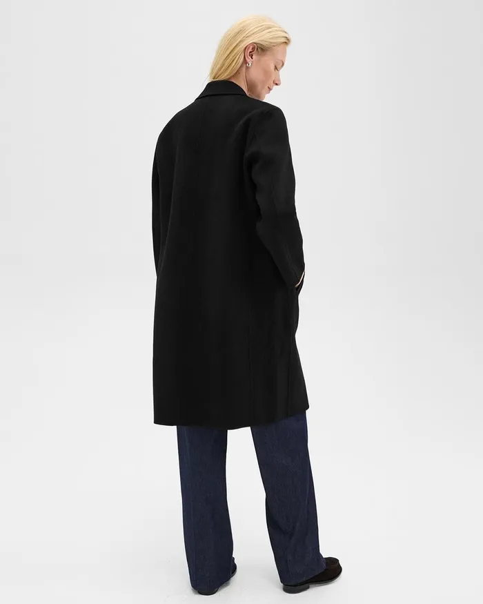 Women Theory Outerwear DoubleBreasted Coat In DoubleFace WoolCashmere Black