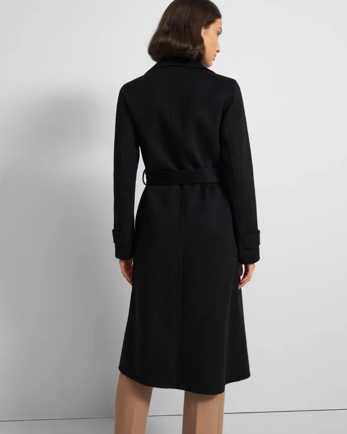 Women Theory Outerwear Long Oaklane Trench Coat In Cashmere Black