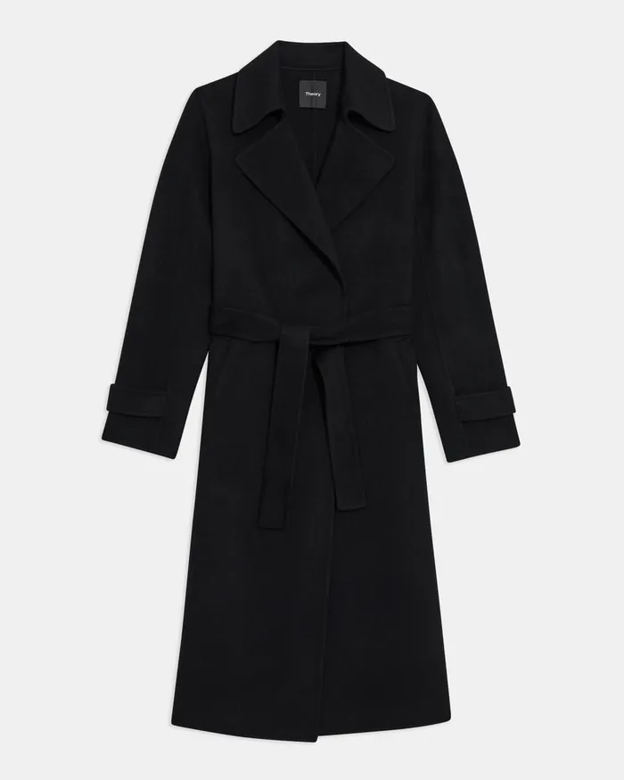 Women Theory Outerwear Long Oaklane Trench Coat In Cashmere Black