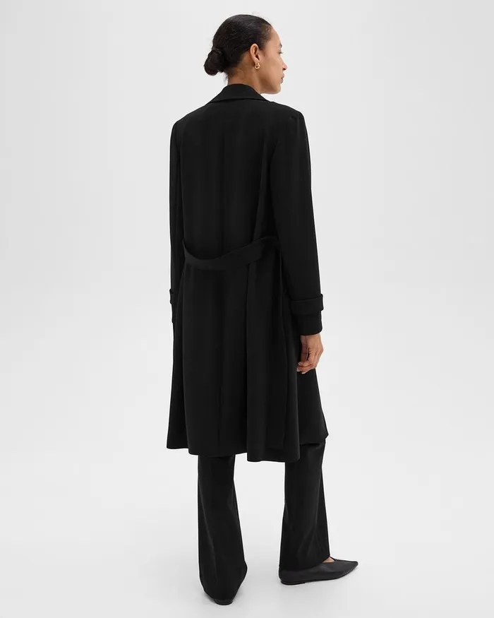 Women Theory Outerwear Oaklane Trench Coat In Admiral Crepe Black