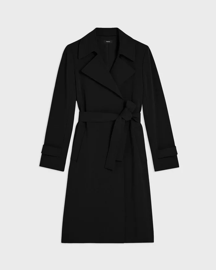 Women Theory Outerwear Oaklane Trench Coat In Admiral Crepe Black
