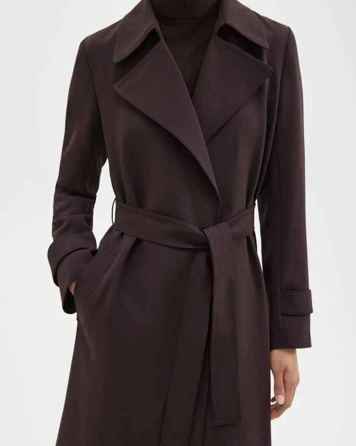 Women Theory Outerwear Oaklane Trench Coat In Admiral Crepe Mink