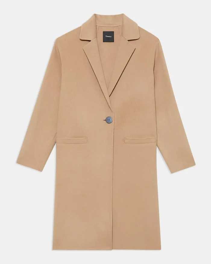 Women Theory Outerwear Overcoat In DoubleFace WoolCashmere Palomino