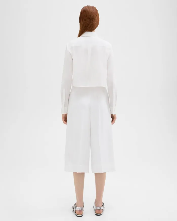 Women Theory Pants Belted Culotte In Viscose White