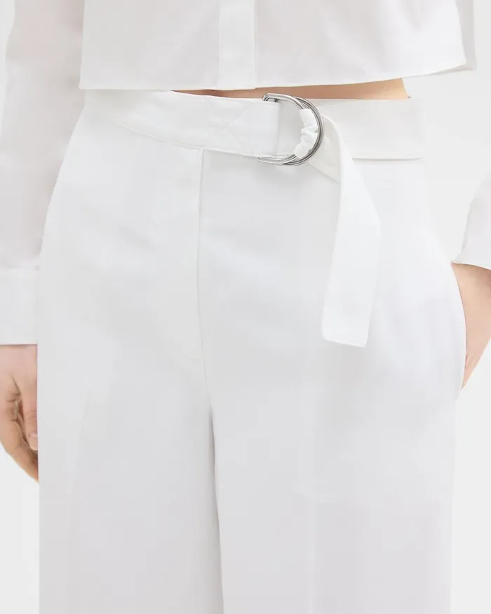 Women Theory Pants Belted Culotte In Viscose White