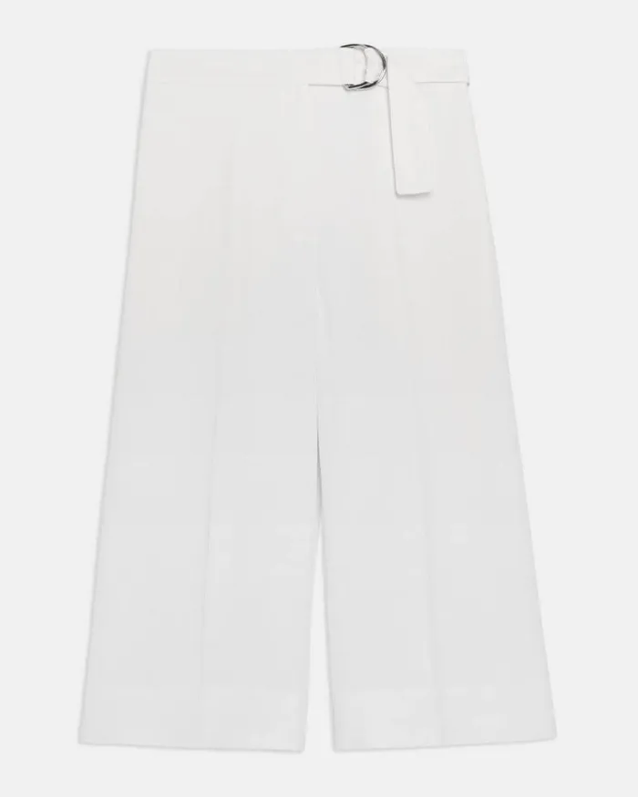 Women Theory Pants Belted Culotte In Viscose White
