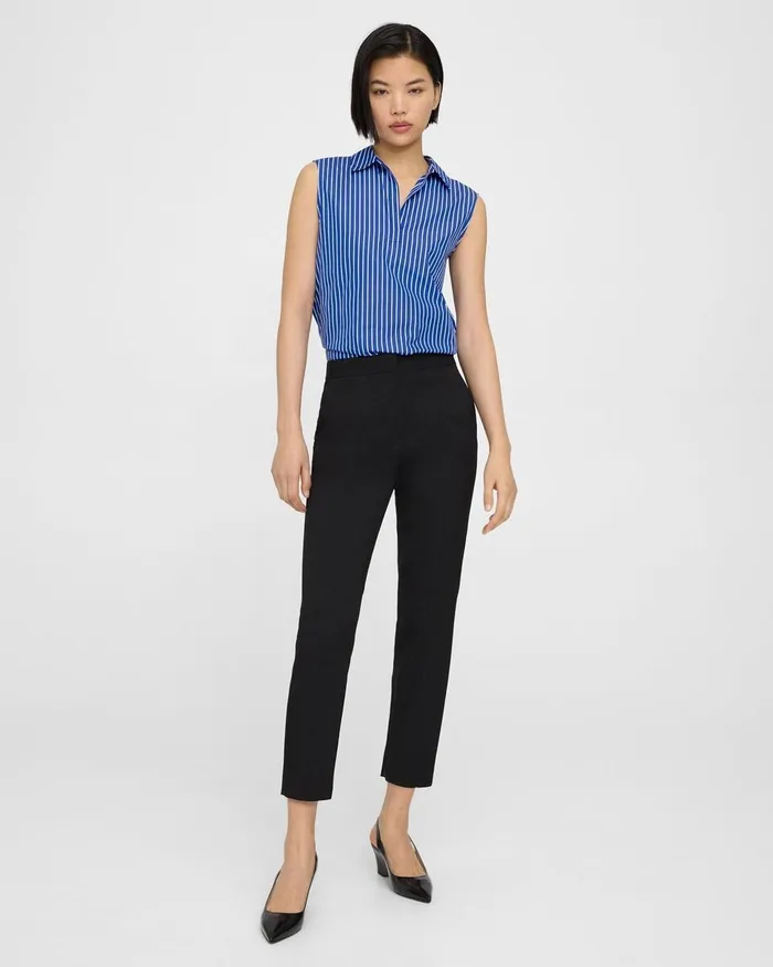 Women Theory Pants Fitted Pant In Textured Gabardine Black