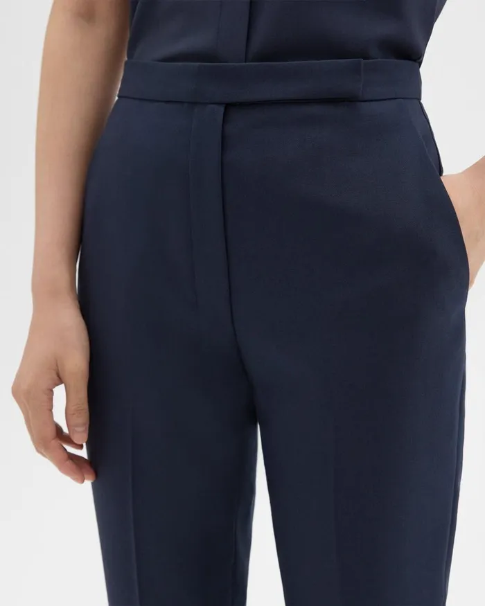 Women Theory Pants HighWaist Slim Crop Pant In Oxford Wool Nocturne Navy