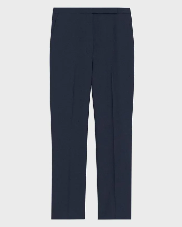 Women Theory Pants HighWaist Slim Crop Pant In Oxford Wool Nocturne Navy