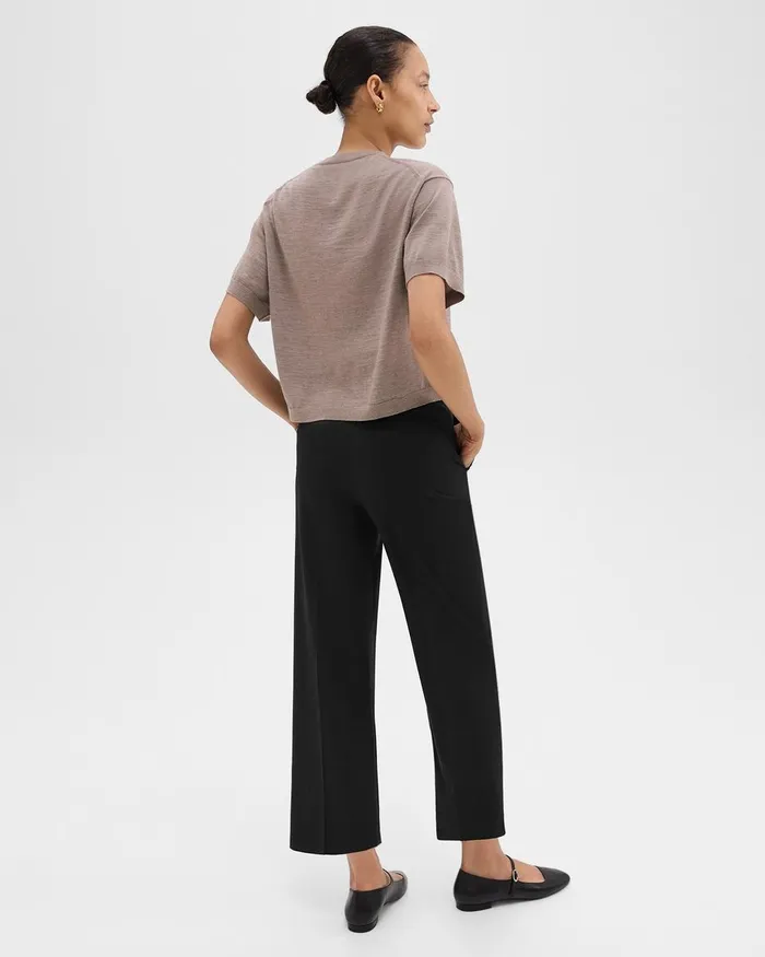 Women Theory Pants HighWaist StraightLeg Pant In Good Wool Black