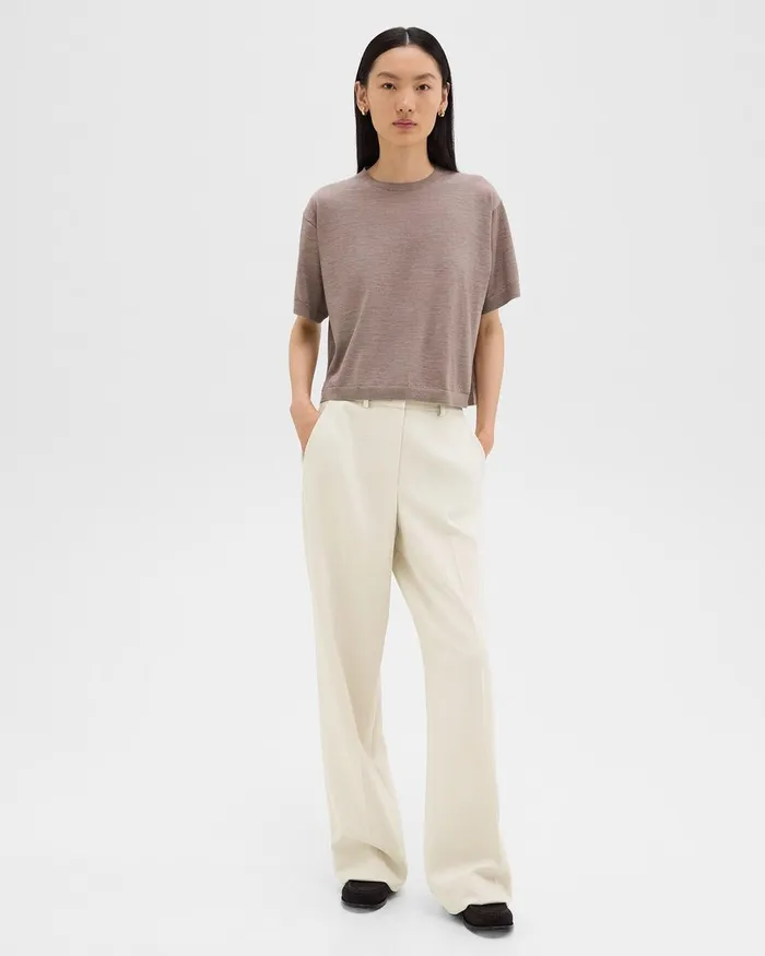 Women Theory Pants Relaxed Straight Pant In Admiral Crepe Rice