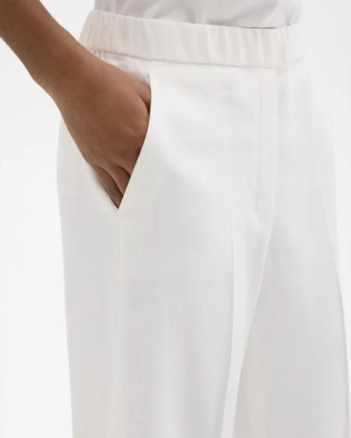 Women Theory Pants Straight PullOn Pant In LinenViscose Ivory