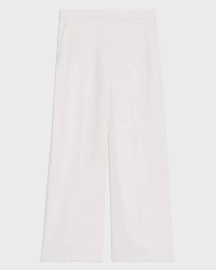 Women Theory Pants Straight PullOn Pant In LinenViscose Ivory