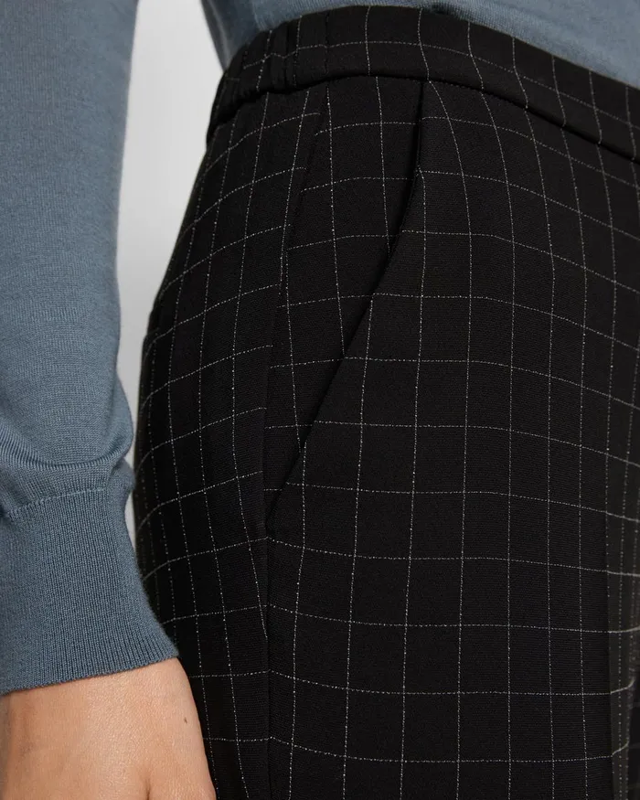 Women Theory Pants Treeca PullOn Pant In Checked Crepe Black Multi