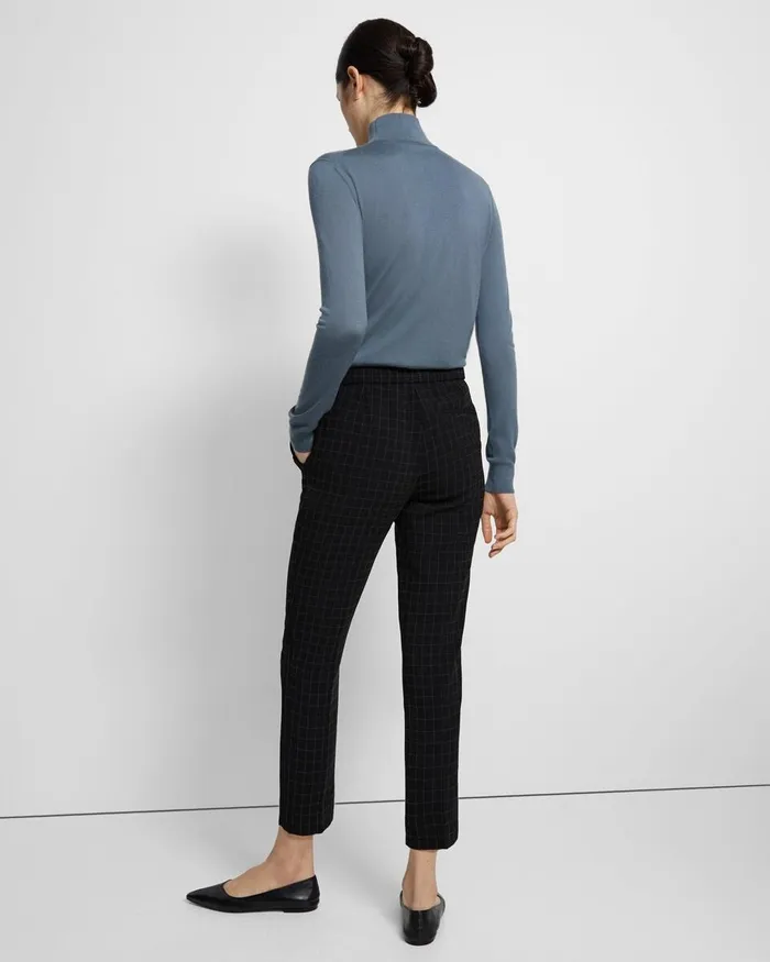 Women Theory Pants Treeca PullOn Pant In Checked Crepe Black Multi