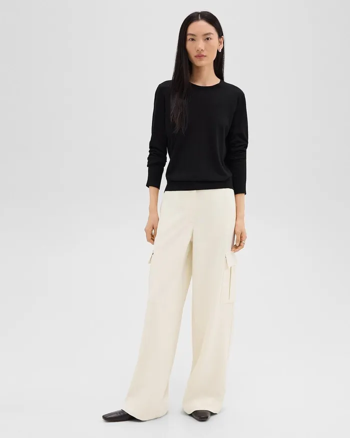 Women Theory Pants WideLeg Cargo Pant In Admiral Crepe Rice