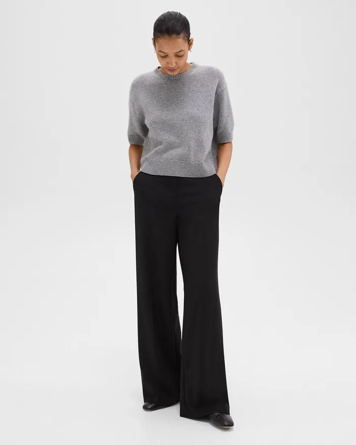 Women Theory Pants WideLeg Pant In DoubleKnit Jersey Black