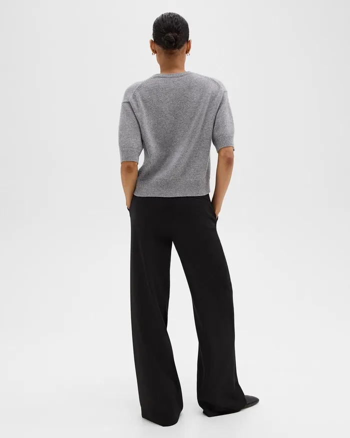 Women Theory Pants WideLeg Pant In DoubleKnit Jersey Black