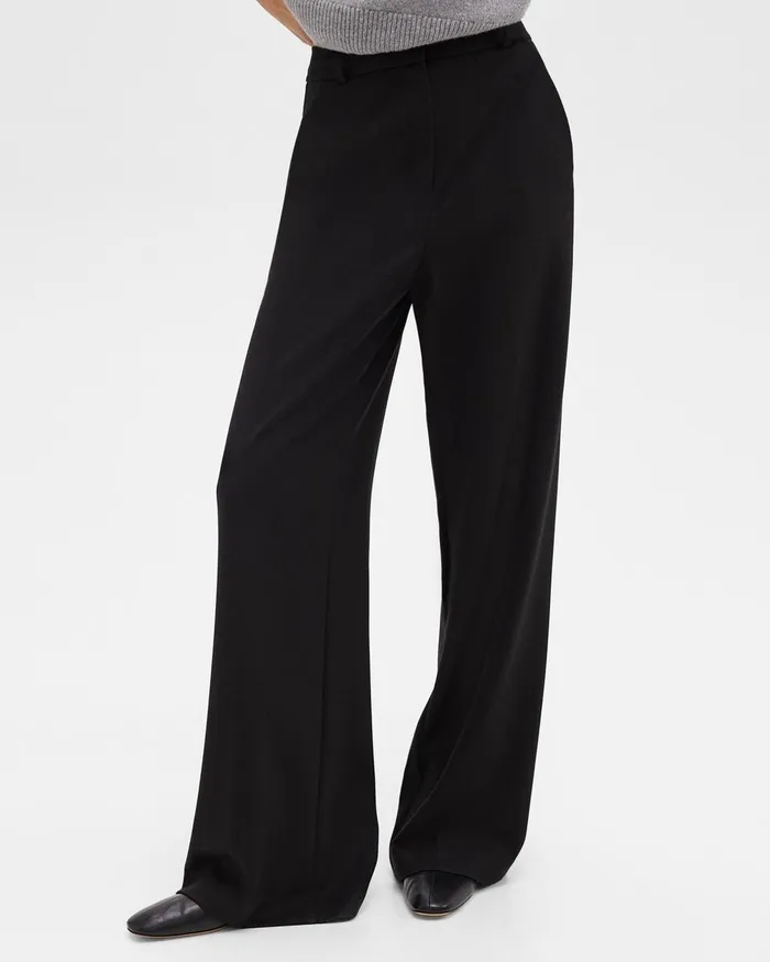 Women Theory Pants WideLeg Pant In DoubleKnit Jersey Black
