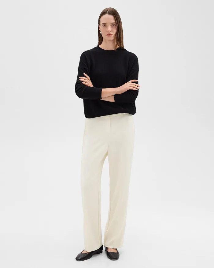 Women Theory Pants WideLeg PullOn Pant In Admiral Crepe Rice