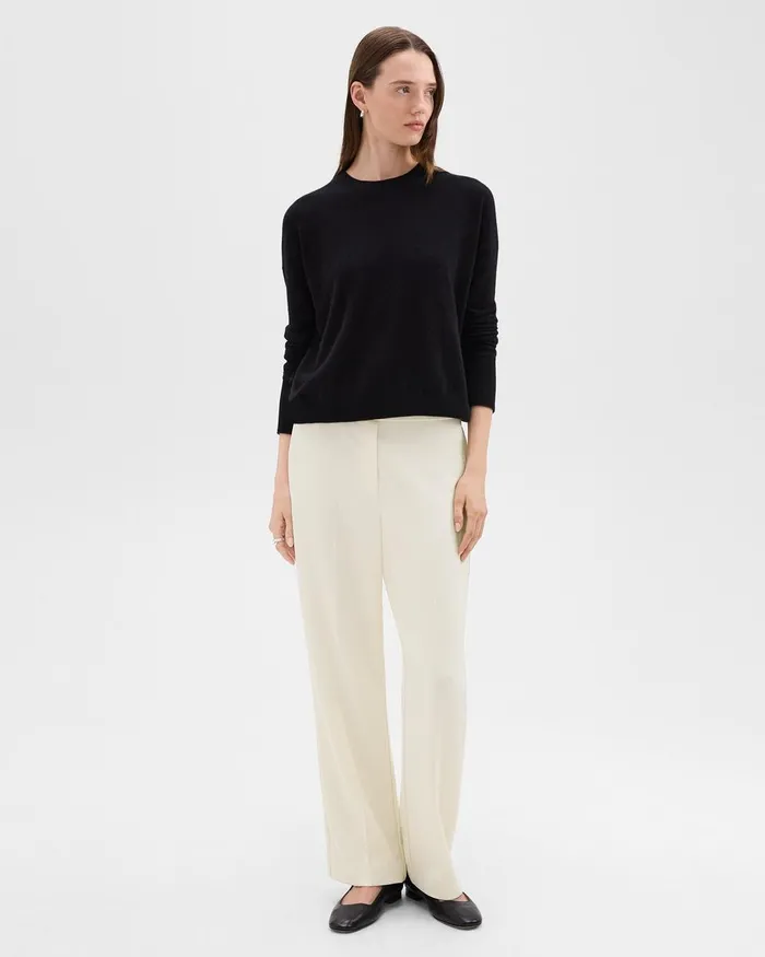 Women Theory Pants WideLeg PullOn Pant In Admiral Crepe Rice