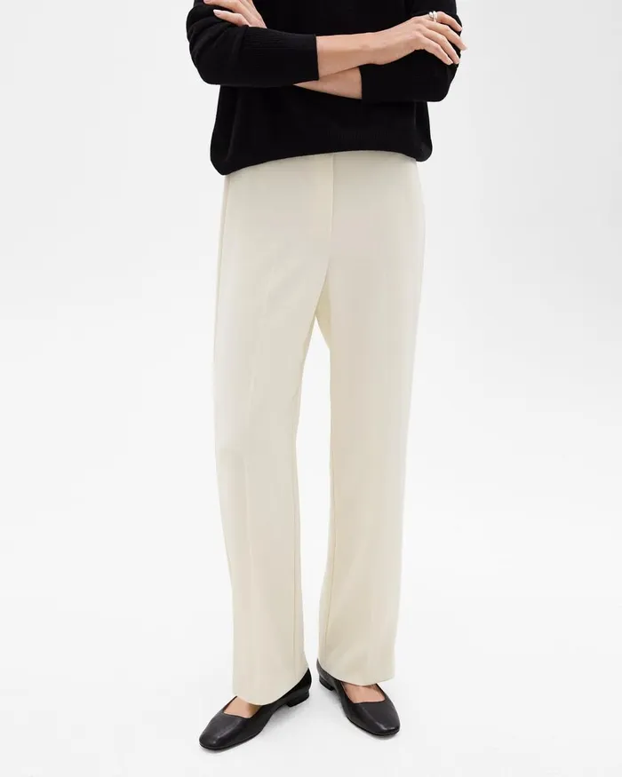 Women Theory Pants WideLeg PullOn Pant In Admiral Crepe Rice