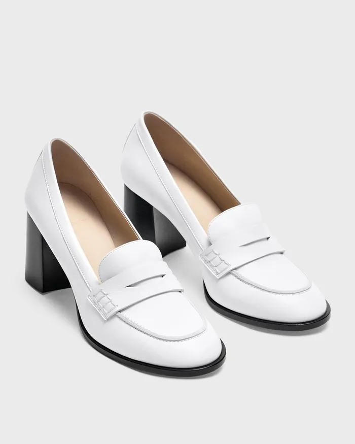 Women Theory Shoes Loafer Pump In Leather White