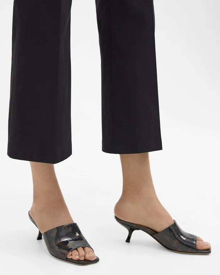 Women Theory Shoes Mule Sandal In Tortoiseshell Printed Leather Blackbrown