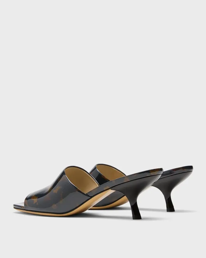 Women Theory Shoes Mule Sandal In Tortoiseshell Printed Leather Blackbrown