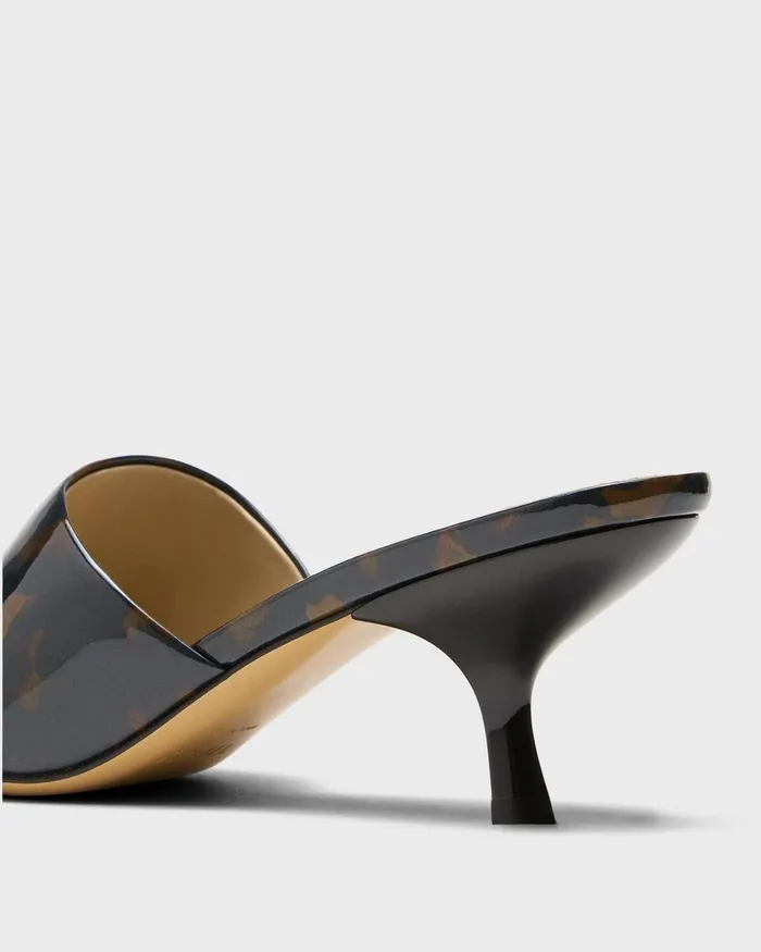 Women Theory Shoes Mule Sandal In Tortoiseshell Printed Leather Blackbrown