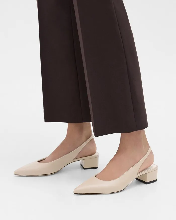 Women Theory Shoes Slingback Pump In Leather Light Nude
