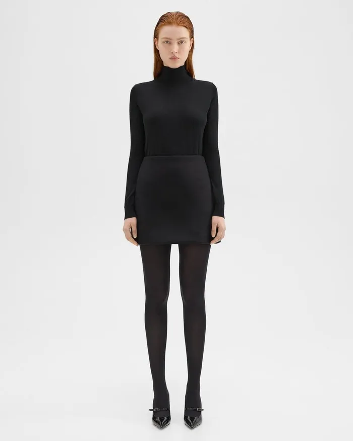 Women Theory Skirts HighWaist Mini Skirt In DoubleFace WoolCashmere Black