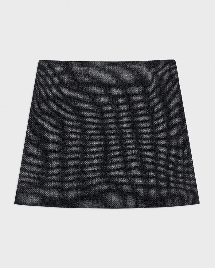 Women Theory Skirts HighWaist Mini Skirt In Tweed Charcoal Melange