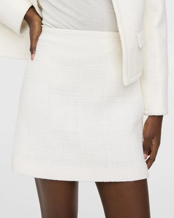 Women Theory Skirts HighWaisted Mini Skirt In Cotton Tweed White