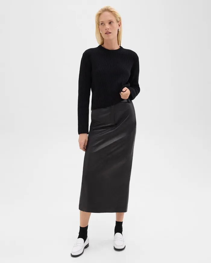Women Theory Skirts Trouser Skirt In Leather Black