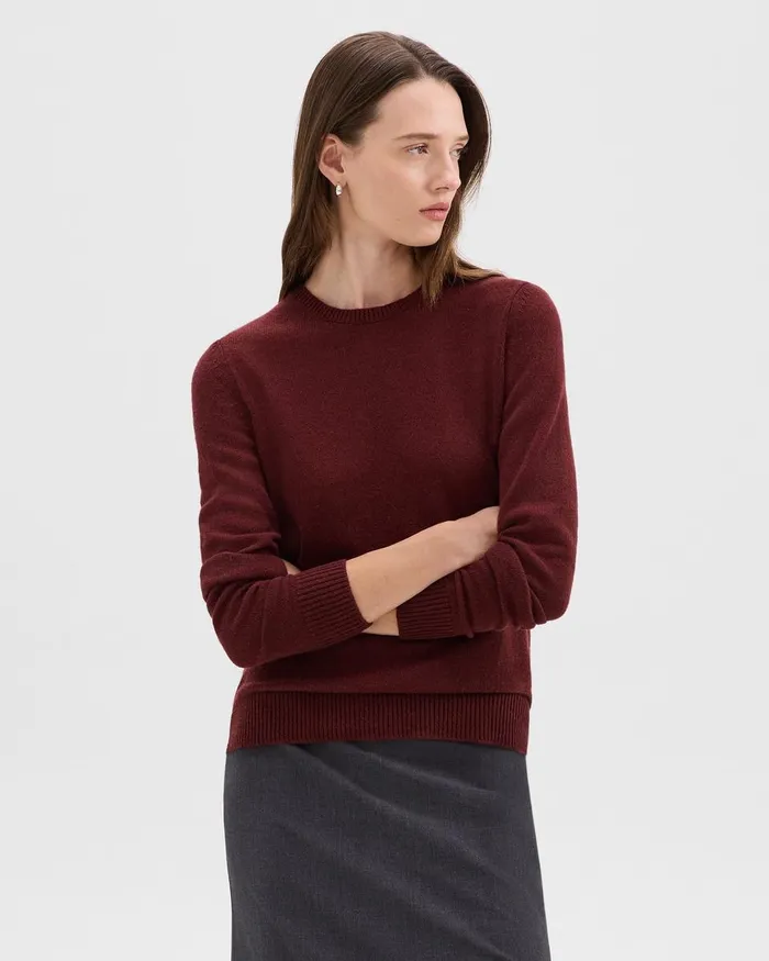 Women Theory Sweaters Cardigans Crewneck Sweater In Feather Cashmere Cordovan Women Theory Sweaters Cardigans Crewneck Sweater In Feather Cashmere Cordovan
