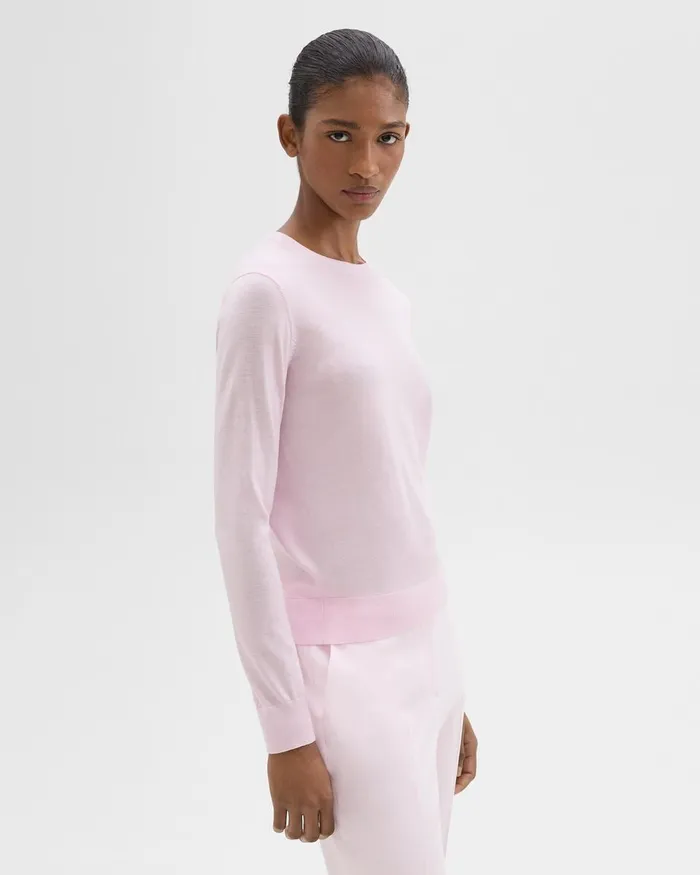 Women Theory Sweaters Cardigans Crewneck Sweater In Regal Wool Bloom