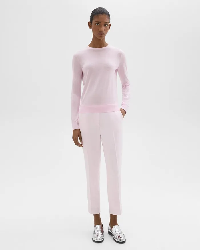 Women Theory Sweaters Cardigans Crewneck Sweater In Regal Wool Bloom